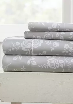 Luxury Inn Premium Ultra Soft Rose Gray Pattern 4 Piece Bed Sheet Set