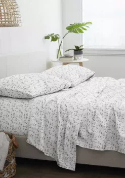 Luxury Inn Premium Bontanical 4 Piece Flannel Bed Sheet Set