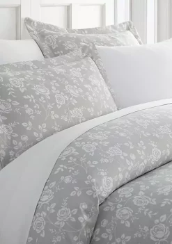 Luxury Inn Premium Ultra Soft Rose Gray Pattern 3 Piece Duvet Cover Set