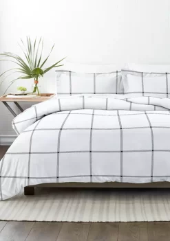 Luxury Inn Premium Ultra Soft Grid 3-Piece Duvet Cover Set
