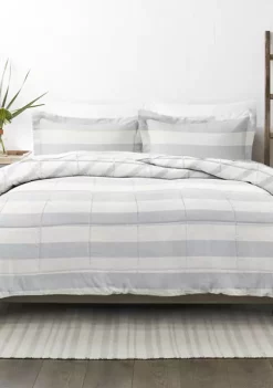 Luxury Inn Premium Down Alternative Distressed Stripe Reversible Comforter Set