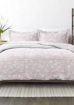 Luxury Inn Premium Down Alternative Pressed Flowers Reversible Comforter Set