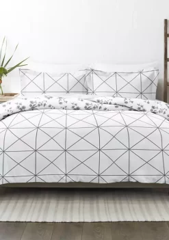 Luxury Inn Premium Ultra Soft Edgy Flowers Pattern 3 Piece Reversible Duvet Cover Set