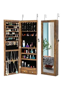 Yeah Depot Fashion Simple Jewelry Storage Mirror Cabinet With LED Lights Can Be Hung On The Door Or Wall -US Luxury Inn Sales 2023 Belk 13