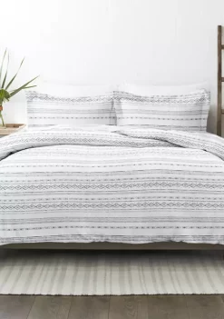 Luxury Inn Premium Ultra Soft Geo Threads Pattern 3 Piece Duvet Cover Set