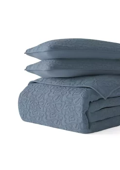 Luxury Inn All Season 3 Piece Floral Stitch Quilt Set with Shams -US Luxury Inn Sales 2023 Belk 1369