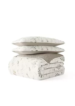 Luxury Inn All Season 3 Piece Watercolor Leaves/Stripe Reversible Quilt Set with Shams -US Luxury Inn Sales 2023 Belk 1389