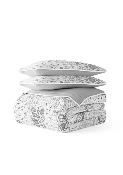 Luxury Inn All Season 3 Piece Scrolled Patchwork Reversible Quilt Set with Shams -US Luxury Inn Sales 2023 Belk 1414