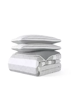 Luxury Inn All Season 2 Piece Summer Stripes Reversible Quilt Set with Shams -US Luxury Inn Sales 2023 Belk 1443