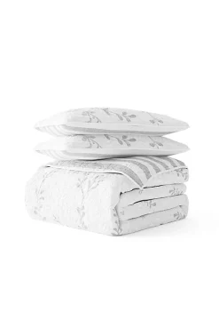 Luxury Inn All Season 3 Piece Sprouting Vines Stripe Reversible Quilt Set with Shams -US Luxury Inn Sales 2023 Belk 1452