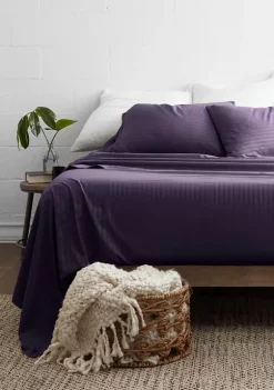 Luxury Inn Premium Striped Embossed 4 Piece Bed Sheet Set -US Luxury Inn Sales 2023 Belk 1486