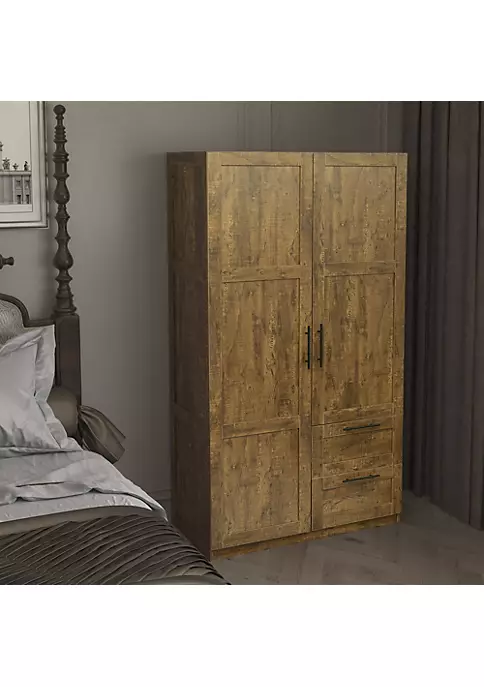 Yeah Depot High wardrobe and kitchen cabinet with 2 doors, 2 drawers and 5 storage spaces,walnut 3 Yeah Depot High wardrobe and kitchen cabinet with 2 doors, 2 drawers and 5 storage spaces,walnut