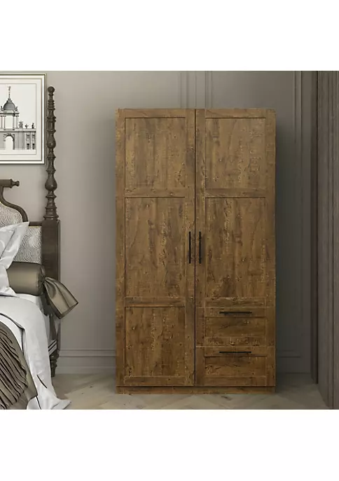 Yeah Depot High wardrobe and kitchen cabinet with 2 doors, 2 drawers and 5 storage spaces,walnut 4 Yeah Depot High wardrobe and kitchen cabinet with 2 doors, 2 drawers and 5 storage spaces,walnut - Image 2