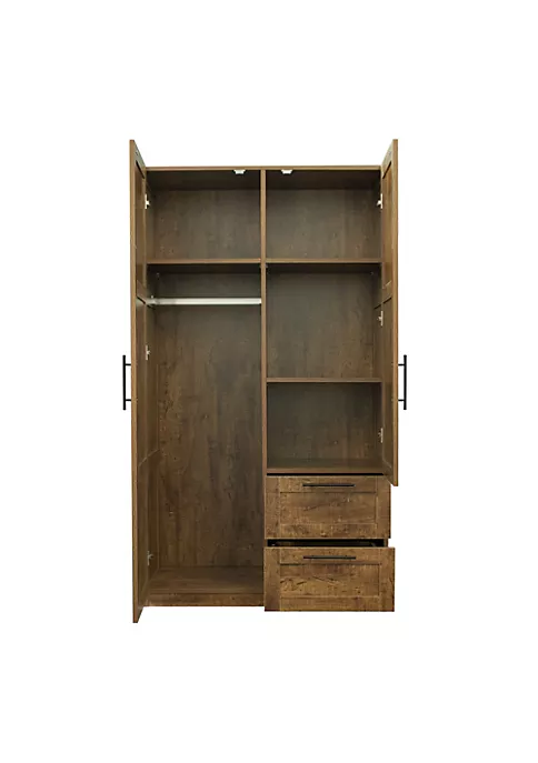 Yeah Depot High wardrobe and kitchen cabinet with 2 doors, 2 drawers and 5 storage spaces,walnut 5 Yeah Depot High wardrobe and kitchen cabinet with 2 doors, 2 drawers and 5 storage spaces,walnut - Image 3