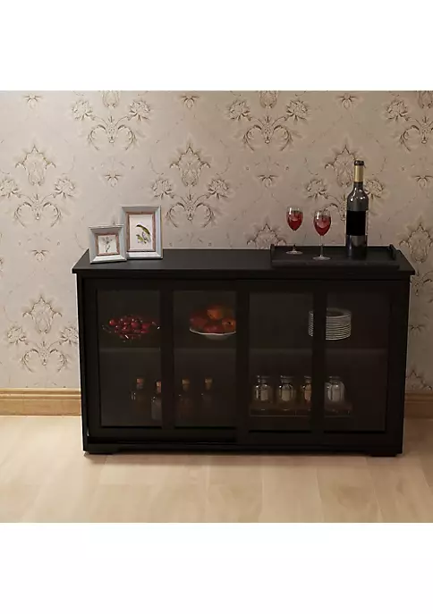 Yeah Depot Kitchen Storage Stand Cupboard With Glass Door-Black RT 4 Yeah Depot Kitchen Storage Stand Cupboard With Glass Door-Black RT - Image 2