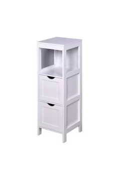 Yeah Depot White Floor Cabinet Multifunctional Bathroom Storage Organizer Rack Stand, 2 Drawers