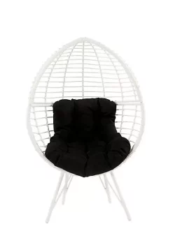 Yeah Depot Galzed Patio Lounge Chair, Black Fabric & White Wicker -US Luxury Inn Sales 2023 Belk 251