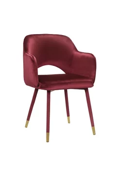 Yeah Depot Applewood Accent Chair, Bordeaux-Red Velvet & Gold
