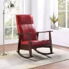 Yeah Depot Raina Rocking Chair, Red PU & Espresso Finish -US Luxury Inn Sales 2023 Belk 355