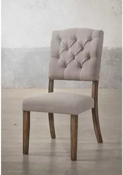 Yeah Depot Bernard Side Chair (Set-2) in Cream Linen & Weathered Oak -US Luxury Inn Sales 2023 Belk 373