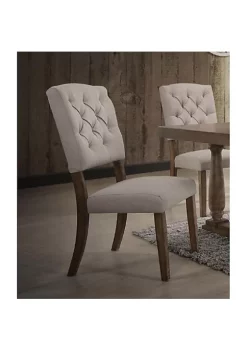 Yeah Depot Bernard Side Chair (Set-2) in Cream Linen & Weathered Oak -US Luxury Inn Sales 2023 Belk 374