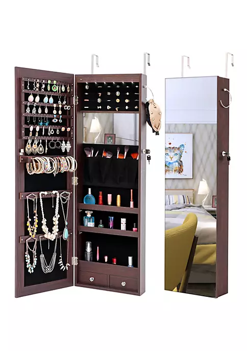 Yeah Depot Fashion Simple Jewelry Storage Mirror Cabinet With LED Lights Can Be Hung On The Door Or Wall 3 Yeah Depot Fashion Simple Jewelry Storage Mirror Cabinet With LED Lights Can Be Hung On The Door Or Wall