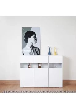 Yeah Depot Modern white side cabinet with LED lights,high glossy front living room side storage cabinet -US Luxury Inn Sales 2023 Belk 436