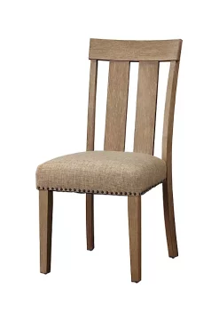Yeah Depot Nathaniel Side Chair (Set-2), Slatted Back, Fabric & Maple (2Pc/1Ctn)