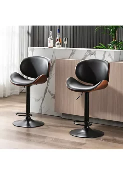 Yeah Depot Bentwood Adjustable Bar Stools , Upholstered Swivel Barstool, Mix color