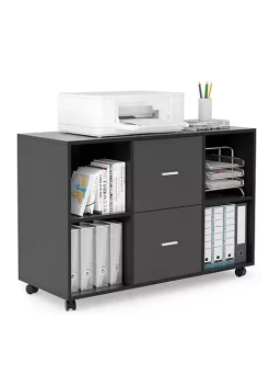 Yeah Depot 2 Drawer Wooden horizontal filing cabinet with 4 open storage shelves, black oak dark gray 8 Yeah Depot 2 Drawer Wooden horizontal filing cabinet with 4 open storage shelves, black oak dark gray -US Luxury Inn Sales 2023 Belk 480