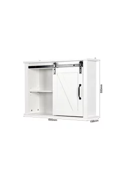 Yeah Depot Bathroom Wall Cabinet with 2 Adjustable Shelves Wooden Storage Cabinet with a Barn Door 27.16x7.8x19.68 inch