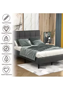 Yeah Depot Upholstered Diamond Stitched Platform Bed (Twin, Gray) RT -US Luxury Inn Sales 2023 Belk 515