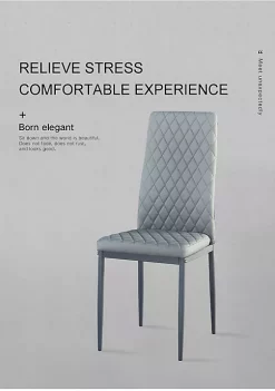 Yeah Depot Black modern minimalist dining chair fireproof leather sprayed metal pipe diamond -US Luxury Inn Sales 2023 Belk 522