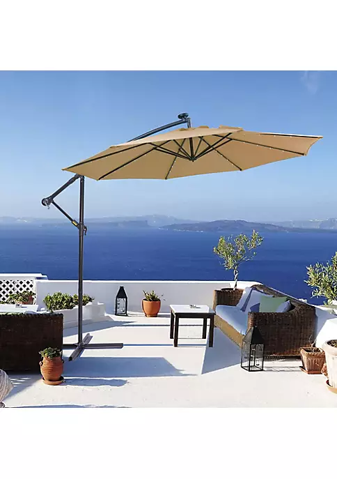 Yeah Depot 10 FT Solar LED Patio Outdoor Umbrella Hanging Cantilever Umbrella Offset Umbrella 3 Yeah Depot 10 FT Solar LED Patio Outdoor Umbrella Hanging Cantilever Umbrella Offset Umbrella