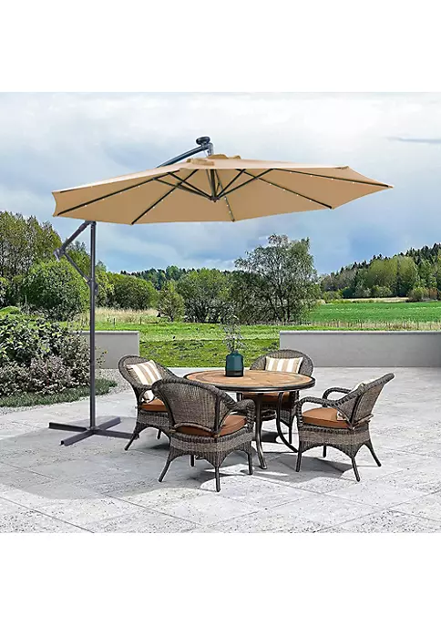 Yeah Depot 10 FT Solar LED Patio Outdoor Umbrella Hanging Cantilever Umbrella Offset Umbrella 4 Yeah Depot 10 FT Solar LED Patio Outdoor Umbrella Hanging Cantilever Umbrella Offset Umbrella - Image 2