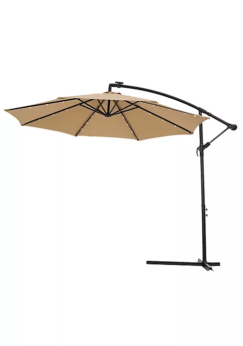 Yeah Depot 10 FT Solar LED Patio Outdoor Umbrella Hanging Cantilever Umbrella Offset Umbrella 5 Yeah Depot 10 FT Solar LED Patio Outdoor Umbrella Hanging Cantilever Umbrella Offset Umbrella - Image 3