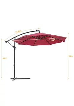 Yeah Depot 10 FT Solar LED Patio Outdoor Umbrella Hanging Cantilever Umbrella Offset Umbrella