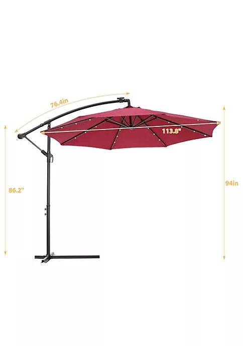 Yeah Depot 10 FT Solar LED Patio Outdoor Umbrella Hanging Cantilever Umbrella Offset Umbrella 3 Yeah Depot 10 FT Solar LED Patio Outdoor Umbrella Hanging Cantilever Umbrella Offset Umbrella