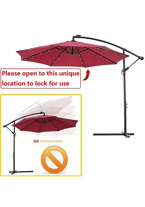 Yeah Depot 10 FT Solar LED Patio Outdoor Umbrella Hanging Cantilever Umbrella Offset Umbrella 5 Yeah Depot 10 FT Solar LED Patio Outdoor Umbrella Hanging Cantilever Umbrella Offset Umbrella - Image 3