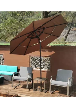 Yeah Depot 9Ft 3-Tiers Outdoor Patio Umbrella with Crank and tilt and Wind Vents for Garden -US Luxury Inn Sales 2023 Belk 574