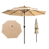Yeah Depot 9Ft 3-Tiers Outdoor Patio Umbrella with Crank and tilt and Wind Vents for Garden 2 Yeah Depot 9Ft 3-Tiers Outdoor Patio Umbrella with Crank and tilt and Wind Vents for Garden -US Luxury Inn Sales 2023 Belk 575