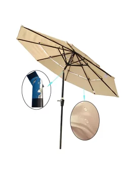 Yeah Depot 9Ft 3-Tiers Outdoor Patio Umbrella with Crank and tilt and Wind Vents for Garden -US Luxury Inn Sales 2023 Belk 577