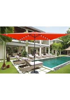 Yeah Depot 10 x 6.5t Rectangular Patio Solar LED Lighted Outdoor Umbrellas with Crank