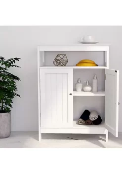 Yeah Depot Bathroom standing storage with double shutter doors cabinet White