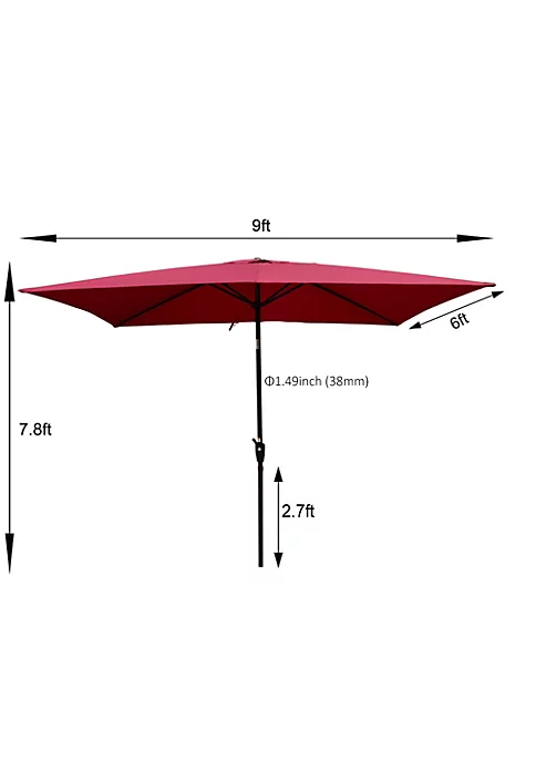Yeah Depot 10 x 6.5ft Patio Umbrella Outdoor Waterproof Umbrella with Crank and Push Button 5 Yeah Depot 10 x 6.5ft Patio Umbrella Outdoor Waterproof Umbrella with Crank and Push Button - Image 3