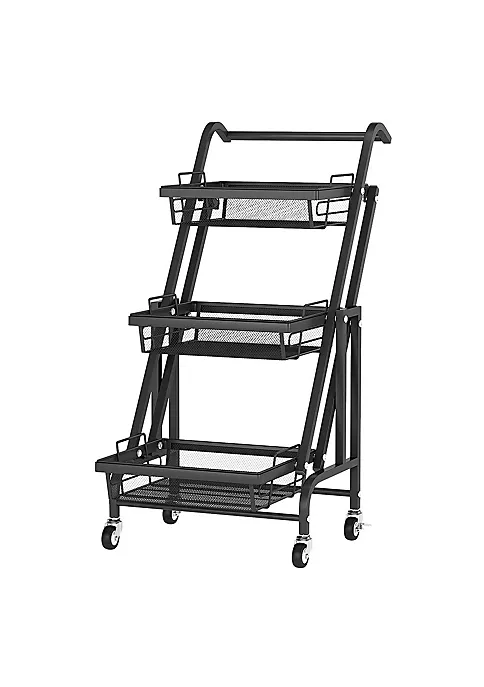 Yeah Depot 3-Tier Folding Rolling Cart Kitchen/Bedroom/Living Room/Bathroom 3 Yeah Depot 3-Tier Folding Rolling Cart Kitchen/Bedroom/Living Room/Bathroom