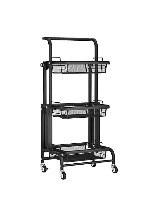 Yeah Depot 3-Tier Folding Rolling Cart Kitchen/Bedroom/Living Room/Bathroom 4 Yeah Depot 3-Tier Folding Rolling Cart Kitchen/Bedroom/Living Room/Bathroom - Image 2