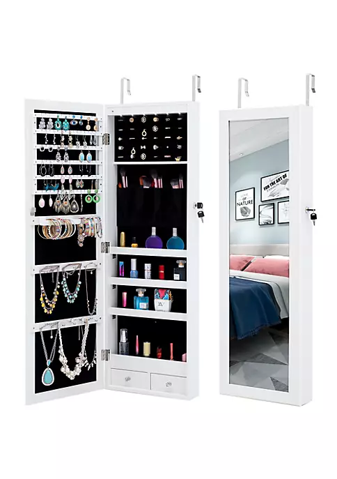 Yeah Depot Fashion Simple Jewelry Storage Mirror Cabinet With LED Lights Can Be Hung On The Door Or Wall 6 Yeah Depot Fashion Simple Jewelry Storage Mirror Cabinet With LED Lights Can Be Hung On The Door Or Wall - Image 4