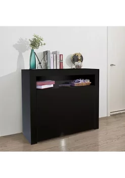 Yeah Depot Living Room Sideboard Storage Cabinet Black High Gloss with LED Light, Modern
