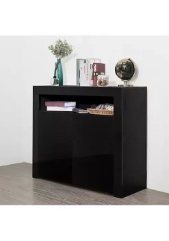 Yeah Depot Living Room Sideboard Storage Cabinet Black High Gloss with LED Light, Modern -US Luxury Inn Sales 2023 Belk 90